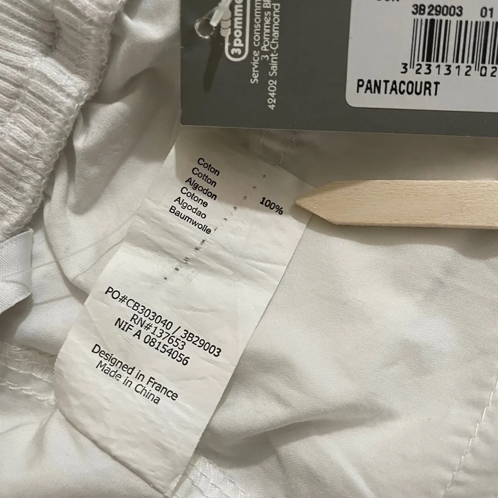 3 pommes pull on pants white cotton pants